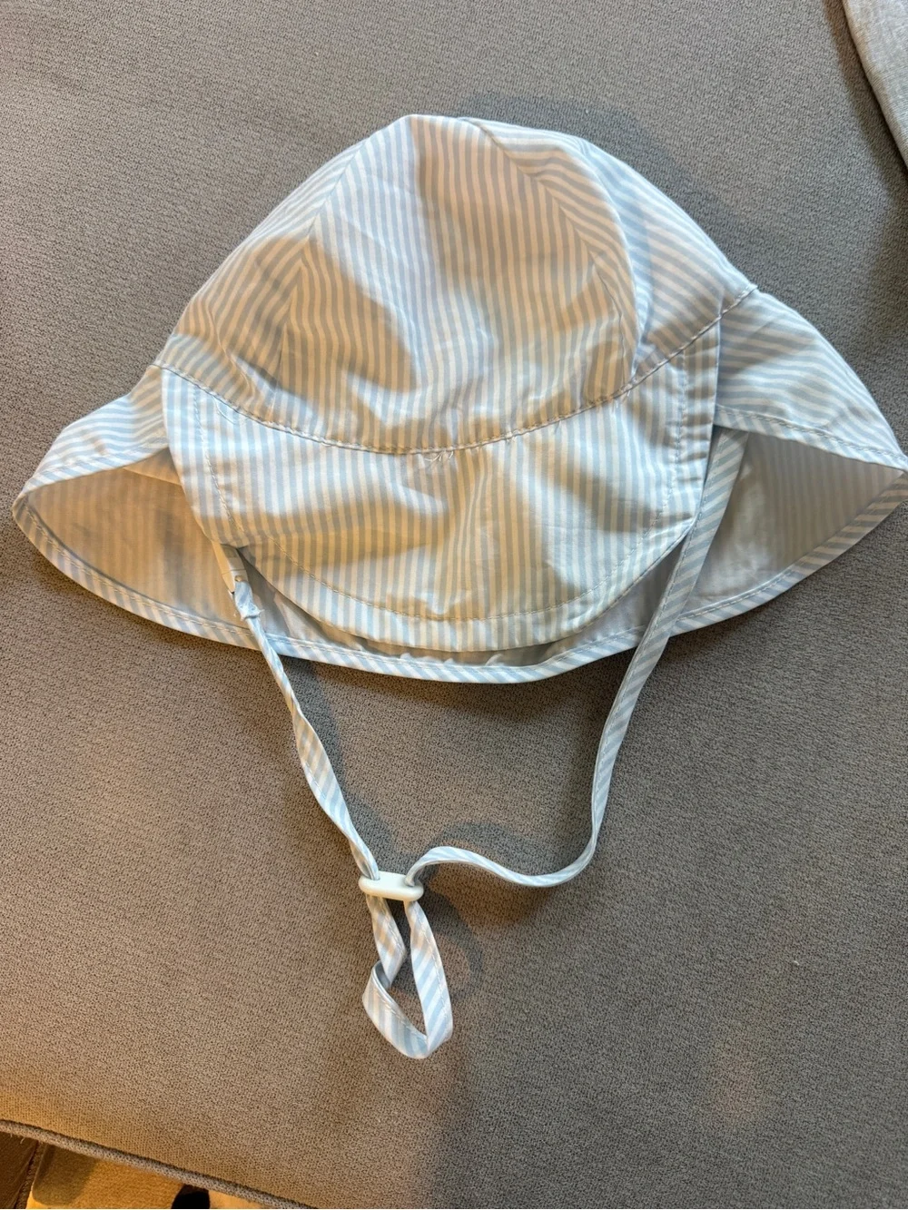 Hudson Baby Light Blue and White Striped Sun Hat with Neck Flap